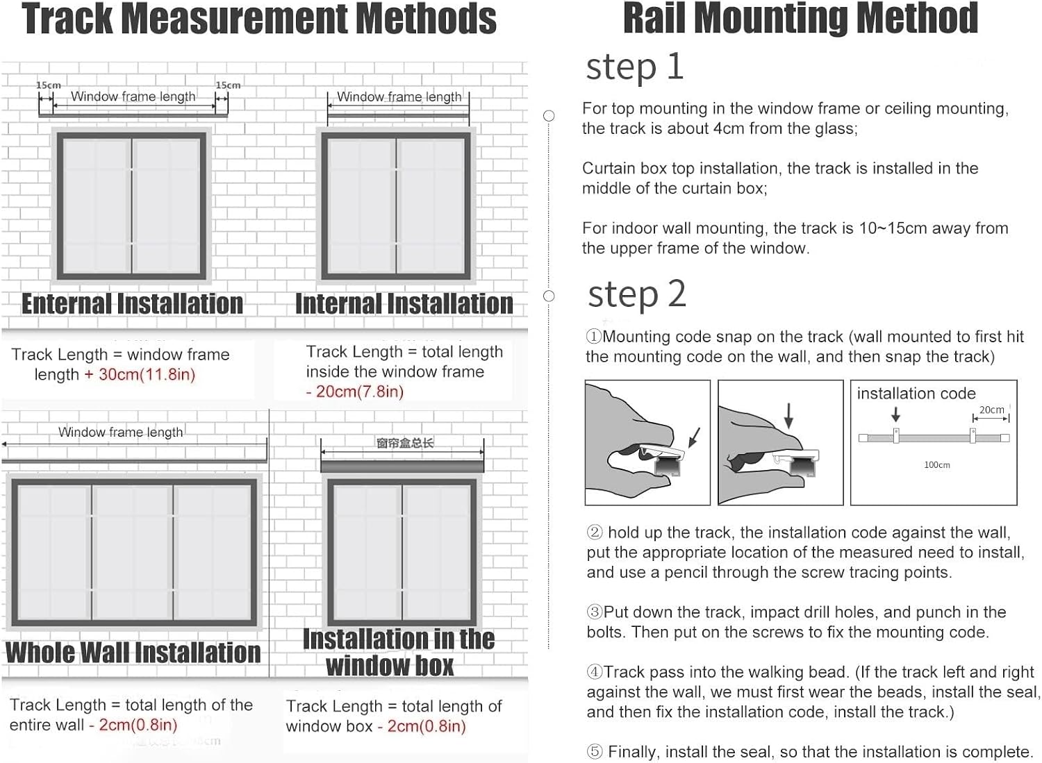 Curtain Tracks For Ceiling Or Wall Mounting Of Window And Room Divider Curtains, Track Sets(A,CEILING_1.6M/5.25FT(2X80CM))