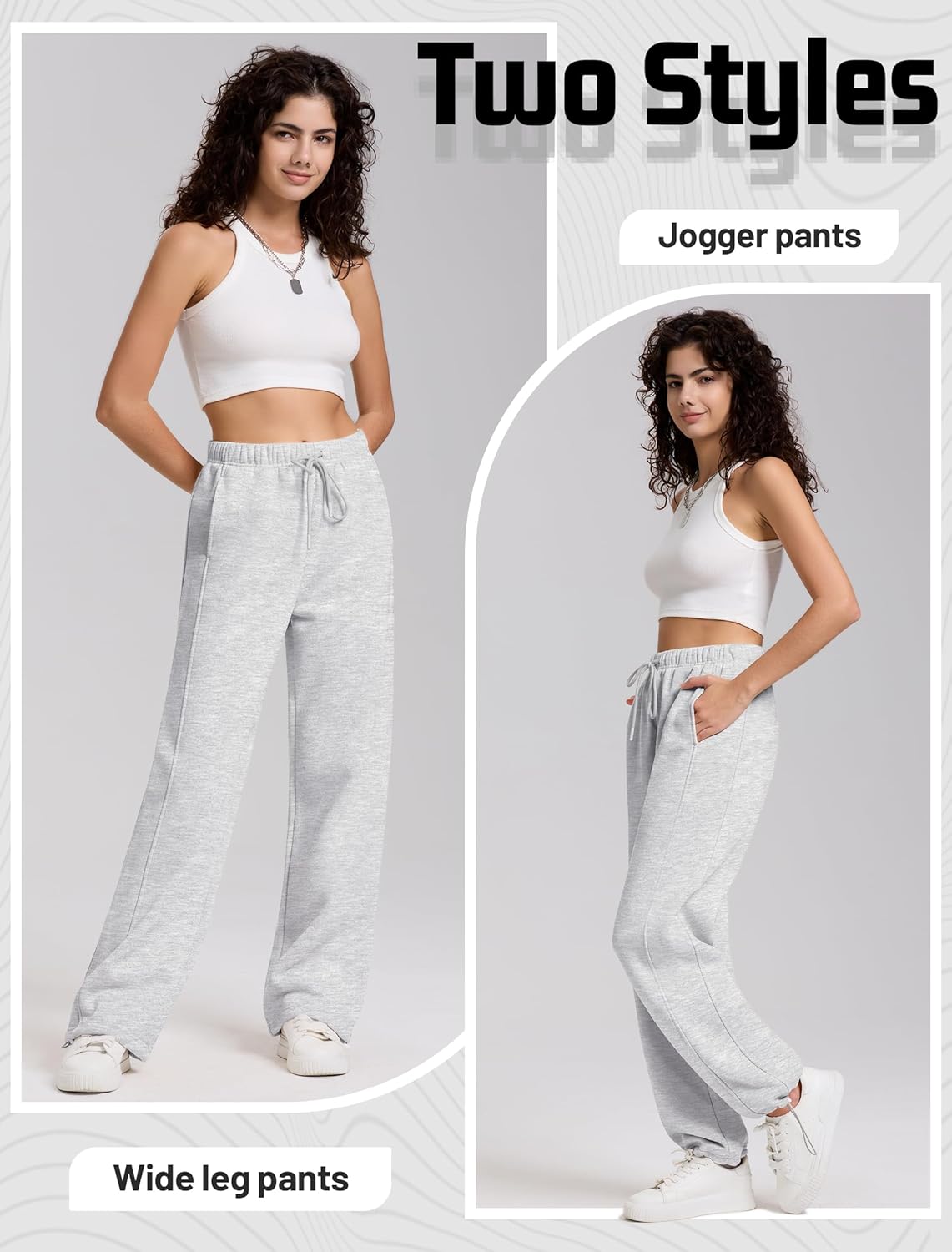 IWD Women's Cinch Bottom Sweatpants Fleece Lined Baggy Lounge Pants Wide Straight Leg Sweat Pants with 3 Pockets - Image 2