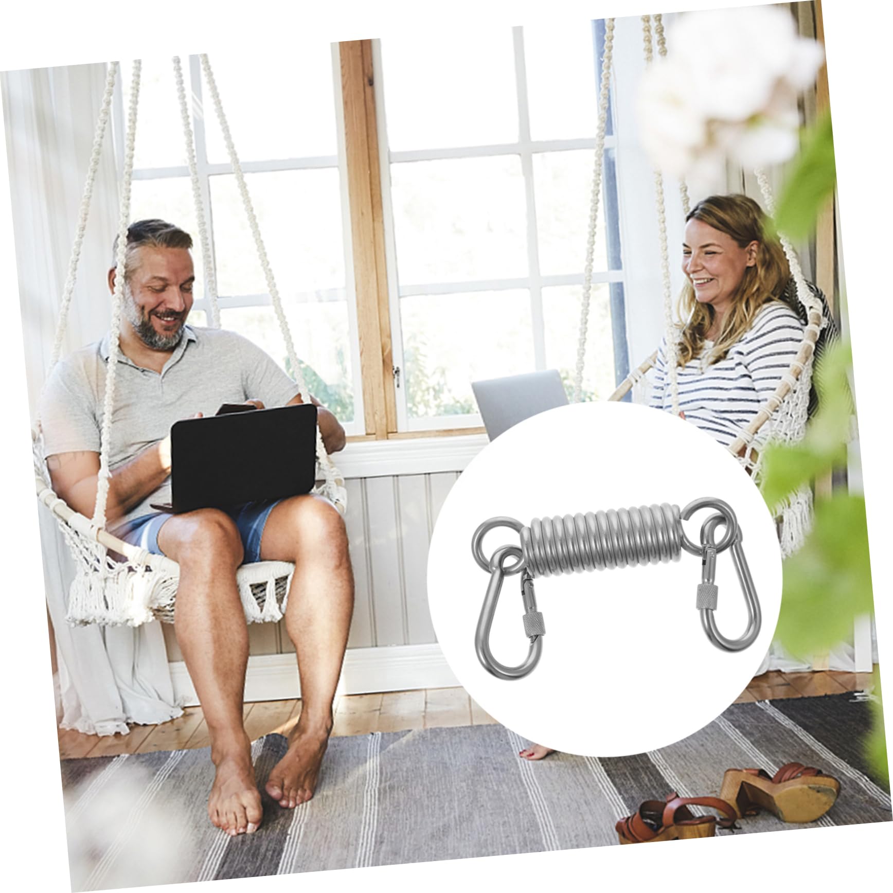 IWOWHERO Hammock Hanging Kit Swing Telescopic Hook Set Spring Hook Kit for Trusses Fitness Equipment