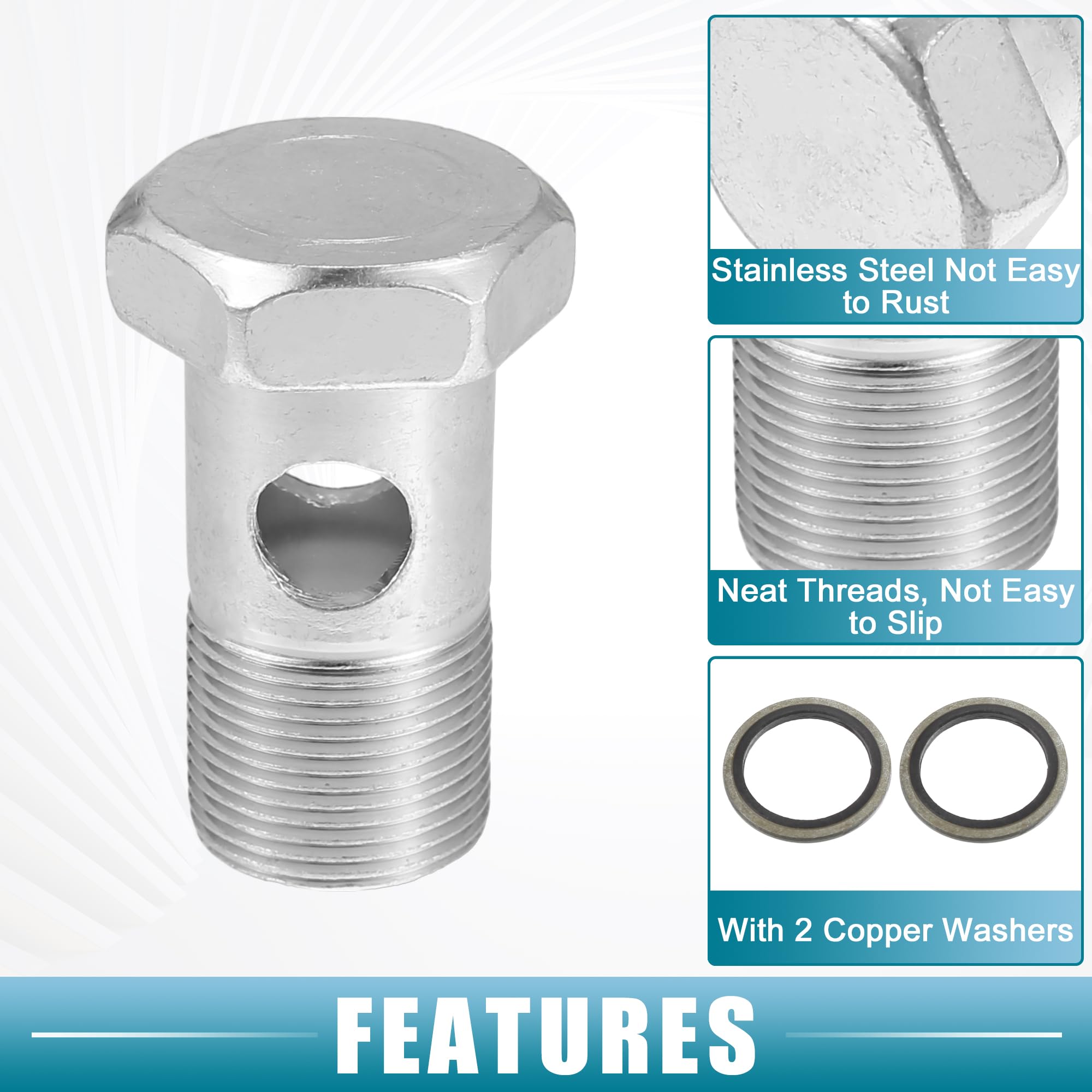 Absopro M22x1.5 Adattatore Tubo Freni Auto - M22x1.5 Per Sistema Frenante Raccordo Tubo Freno - Foto 4