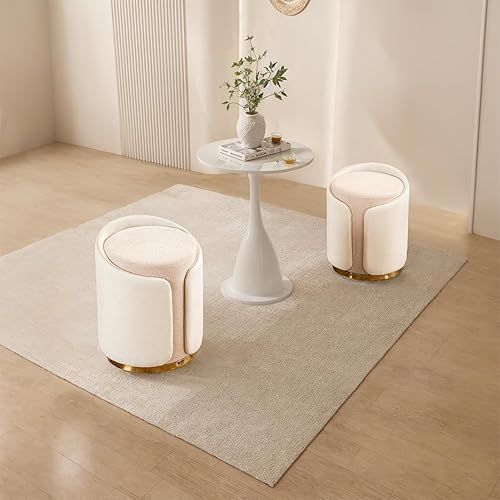 Miniatura 3 de Taburete giratorio con base dorada, cómoda silla de tocador, taburete redondo moderno para maquillaje, otomano, reposapiés para dormitorio, sala de
