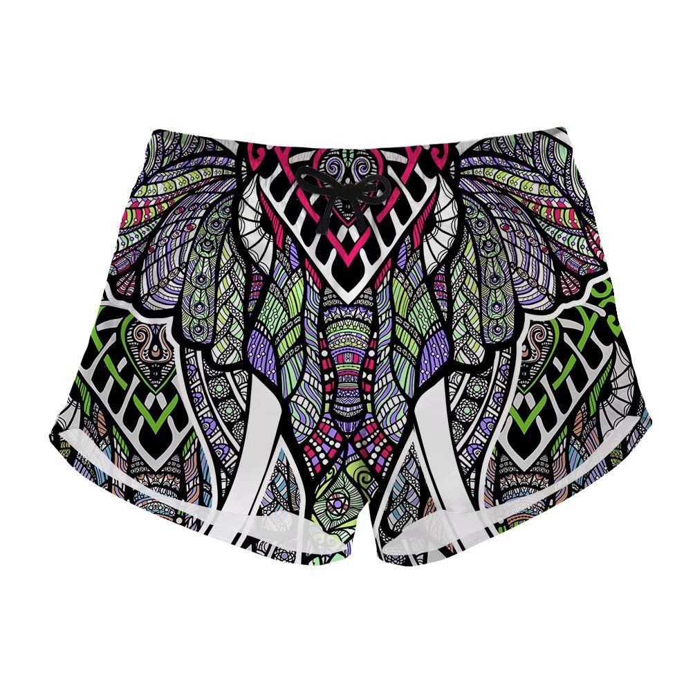 for u designs Women's Board Shorts Quick Dry Swim Shorts Retro Tribal Elephant Print Beach Boardshorts XXL-picture-22