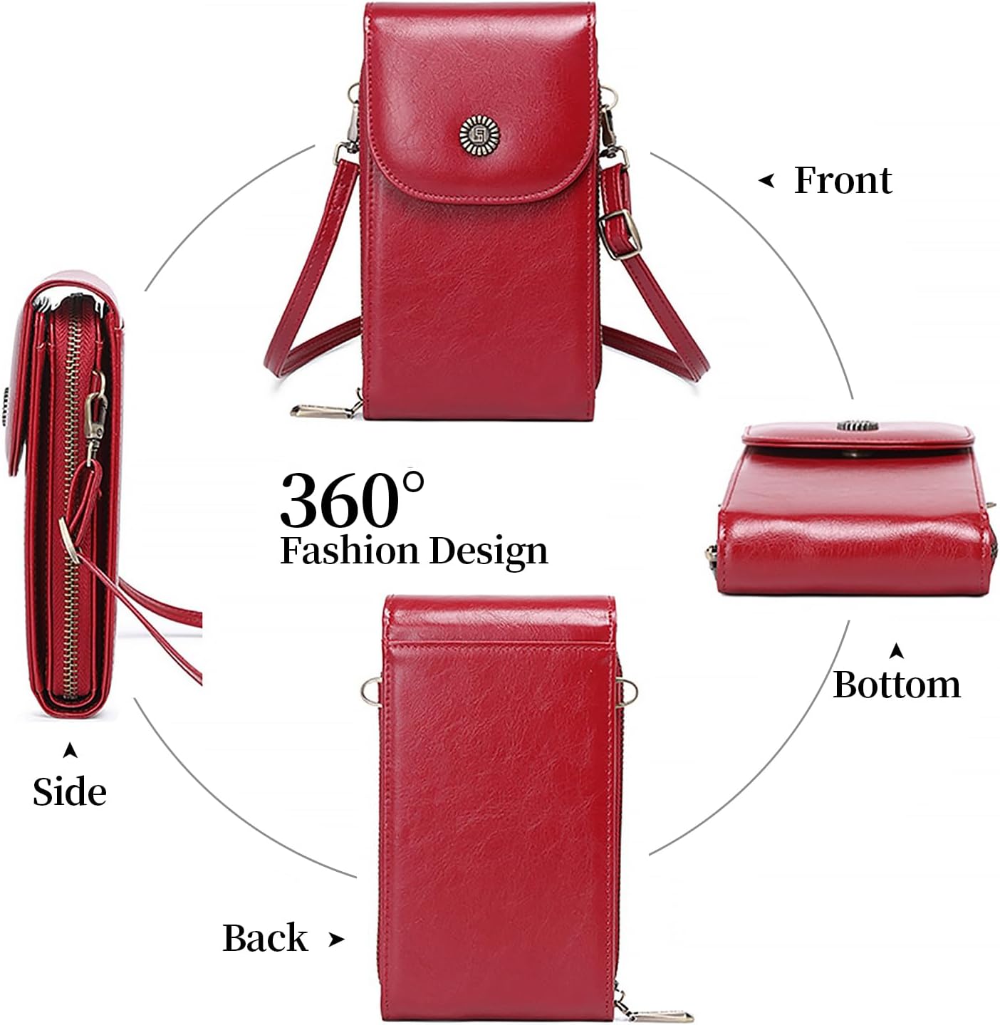 Satoshi Vegan Leather Small Crossbody Bags for Women – RFID-Blocking Phone Wallet Purse