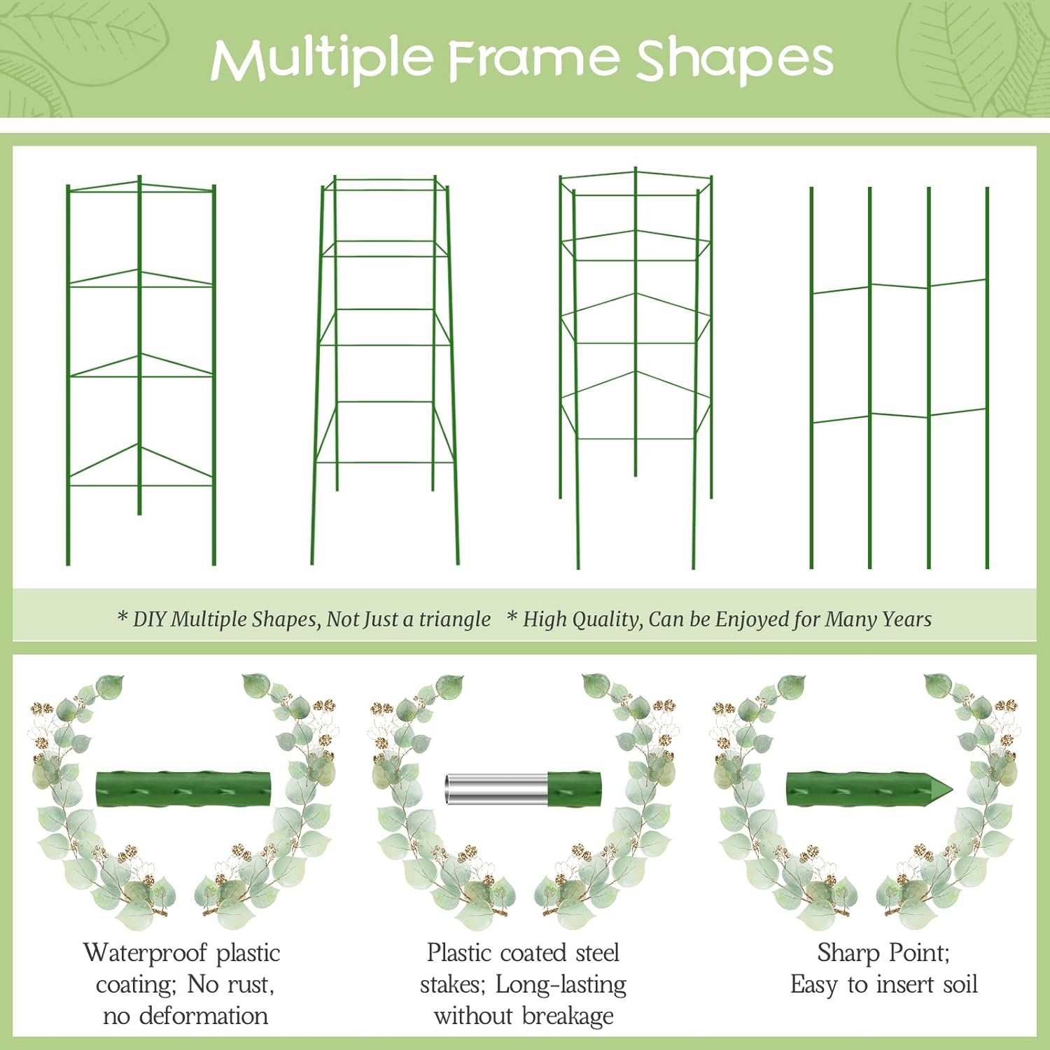 Legigo 4-Pack Tomato Cage for Garden Plant Support- Up to 63inch Garden Stakes Tomato Cage, Tomato Trellis for Potted Plants, Tomato Cages Plant Stakes for Climbing Vegetables Plants Flowers