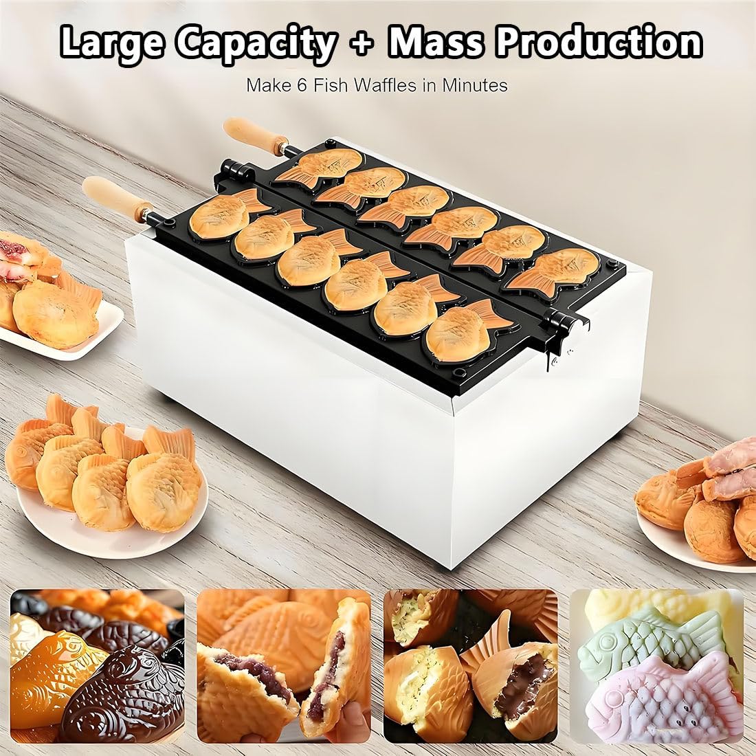 Elektryczna Gofrownica Taiyaki,Regulowana W Temperaturze 50-300°c,Nieprzywierająca Gofrownica Ryb,Samodzielnego Gotowania,Na Przyjęcia Domowe I Przygotowywania Deserów