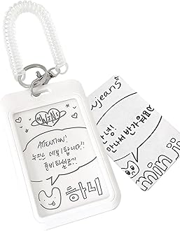 Acrylic Photocard Holder Keychain Photo Card Holders 3 Inch ID Badge Holder Bus Credit ID Bank Card Holders (Square White)