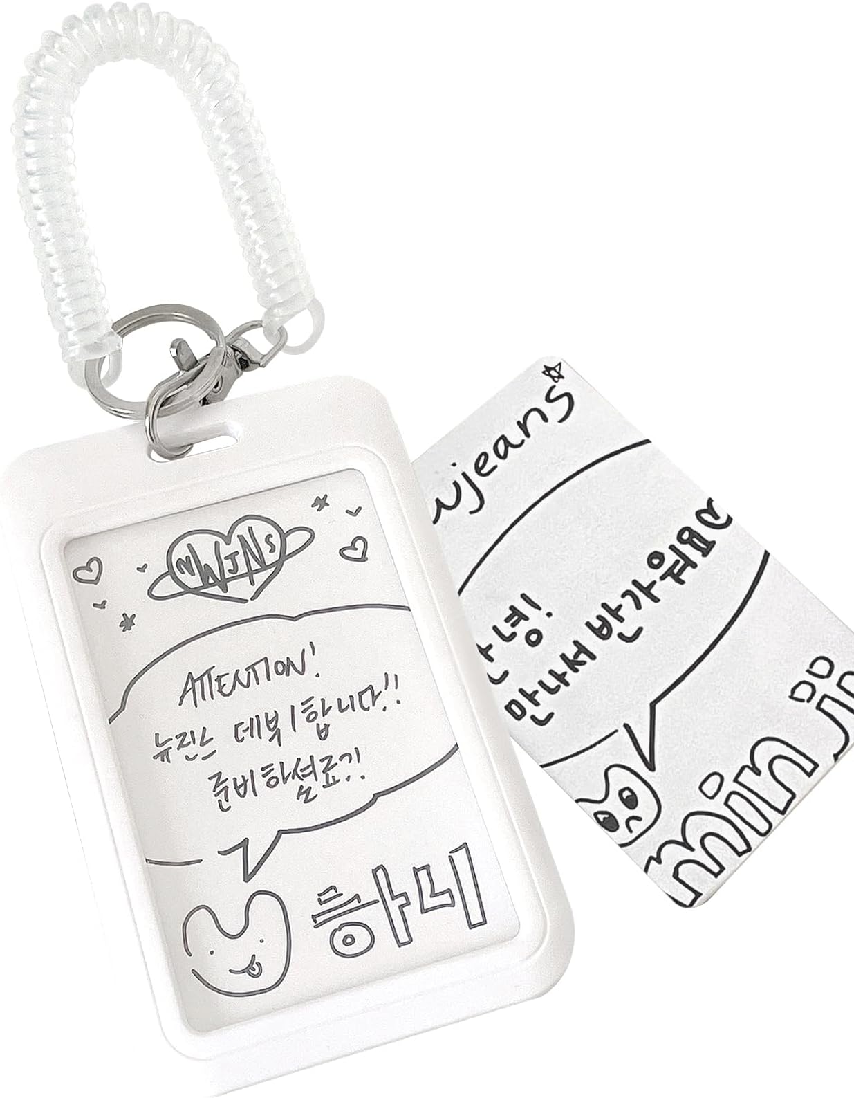 Acrylic Photocard Holder Keychain Photo Card Holders 3 Inch ID Badge Holder Bus Credit ID Bank Card Holders (Square White)