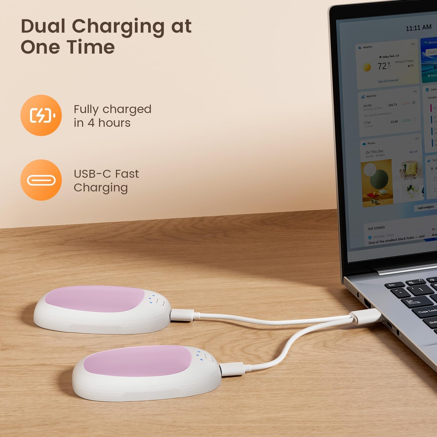 infray Hand Warmers Rechargeable, 2 Pack Electric Hand Warmer Reusable USB Pocket Warmer, 3 Settings Heated Portable AI Handwarmer Great Gifts for Christmas, Outdoor, Golf, Hunting - Image 5