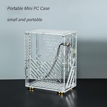 Transparent Mini ITX Case, Clear Side Panel, 4.3L Capacity, 360 Degree Cooling, Acrylic Small Form Factor Case for Mini ITX Motherboard