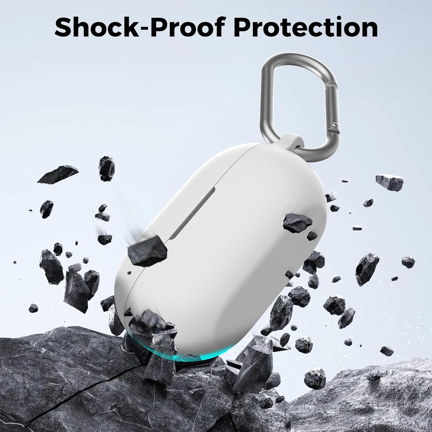 AhaStyle Silicone Case for Beats Solo Buds (2024) [Added Metal Carabiner] Shockproof Full Protective Skin Case Cover Compatible with Beats Solo Buds 2024 Wireless Earbuds (White) - Image 4