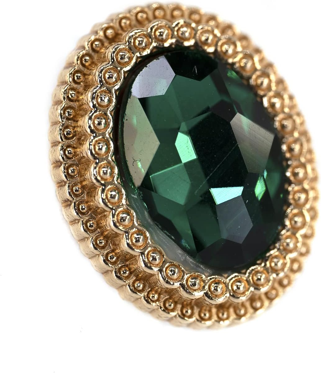 20 pcs Green Oval Rhinestone Metal Shank Sewing Coat Buttons - 21mm - 27/32"