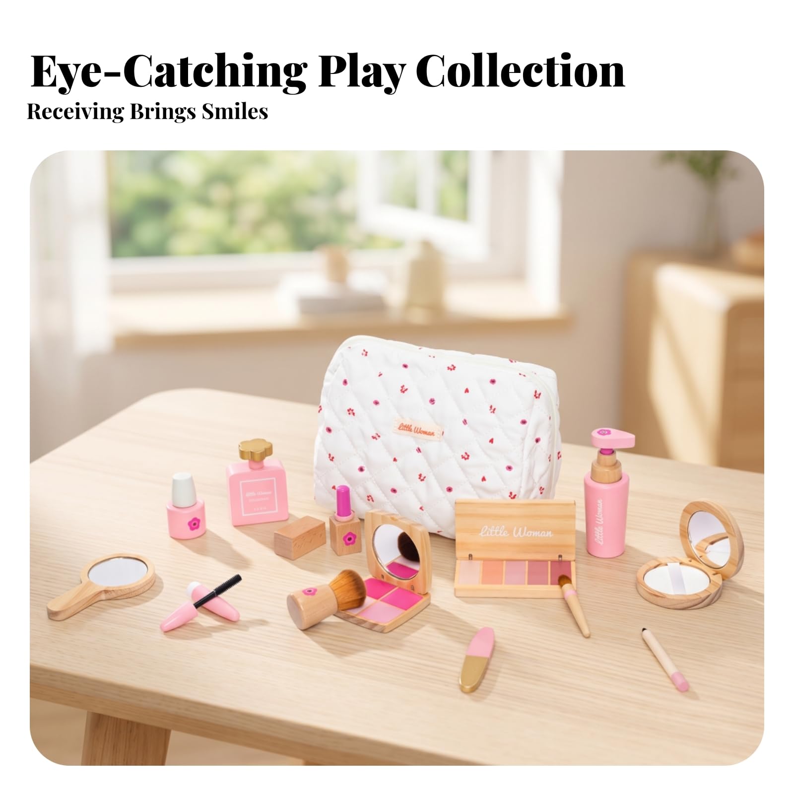 Kinderschminkset Holzoptik Kinder-Make-Up-Kit Glatte Kanten Waschbares Schminkset