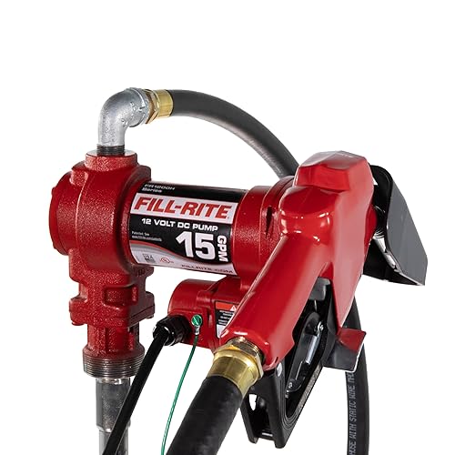 Miniatura 2 de Fill-Rite FR1210HA - Bomba de transferencia de combustible de 12V 15 GPM (boquilla automática sin plomo, manguera de descarga, tubo de succión)