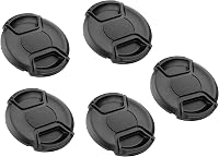 Fotasy 77mm Lens Cap 5-Pack Bundle - Snap-On Pinch Protector Covers for DSLR SLR Cameras, Dust Scratch Water Resistant