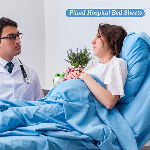 Miniatura 64 de Moukeren Juego de 12 sábanas de hospital para uso doméstico, juego de sábanas bajeras extralargas de 36 x 84 x 14 pulgadas, incluye funda de edredón