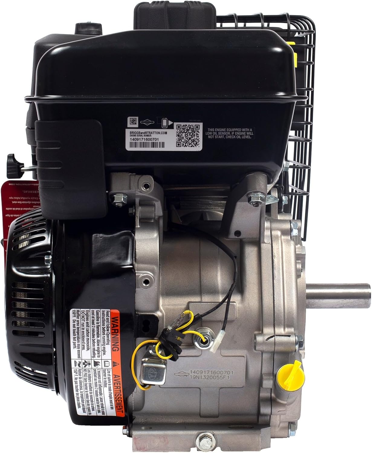 Briggs & Stratton 1450 Series Horizontal OHV Engine - 306cc, 1in. x 2.765in. Shaft, Model# 19N132-0055-F1,Black