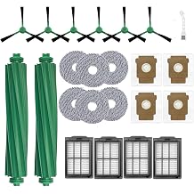Replacement Part Kit for iRobot Roomba Plus 405 Combo/505 Combo Robot Vacuum,2 Rubber Brushes, 4 dust Bags, 4 Filters, 6 mop Pads, and 6 Side Brushes