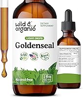 Vista 1 de Wild & Organic Goldenseal - Tintura de raíz – Limpieza pulmonar, apoyo inmunológico y digestivo – Suplemento líquido de sello dorado – Gotas