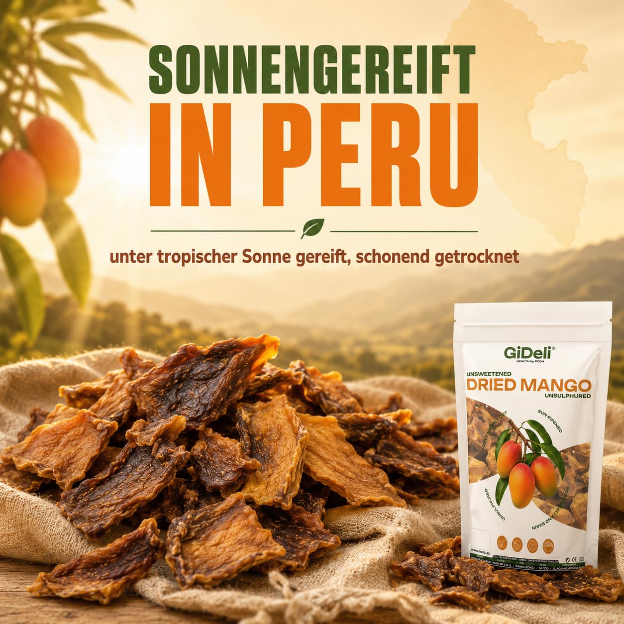 GiDeli Getrocknete Mango Ungesüßt Ungeschwefelt 2x5kg - Naturbelassene Trockenfrucht ohne Zuckerzusatz - Sonnengereifte Mangostreifen - Natürliche Ballaststoffquelle - Ideal für Müsli & Backen