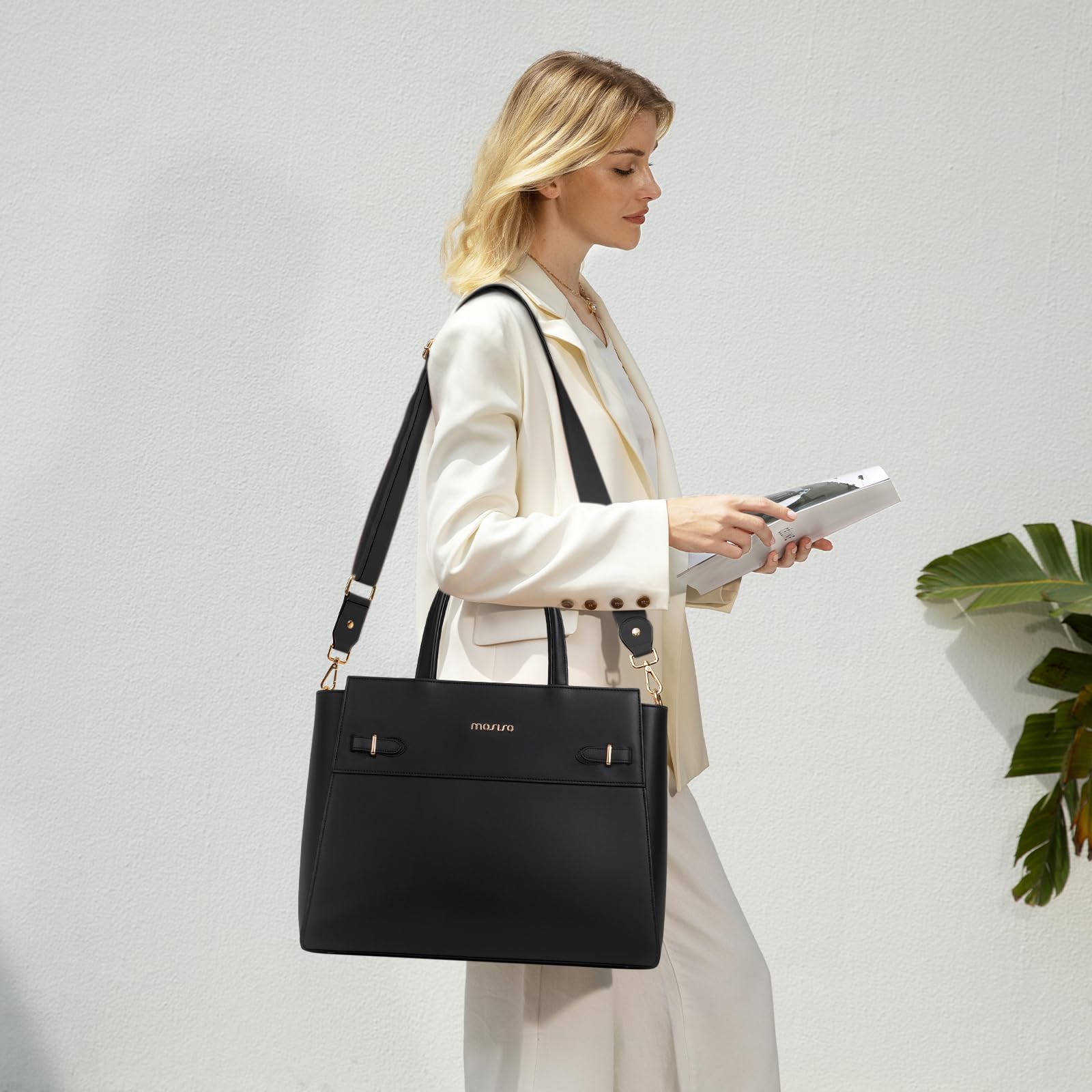 MOSISO Borsa Tote Laptop Donna, 15,6 pollici Custodia Laptop in Pelle PU