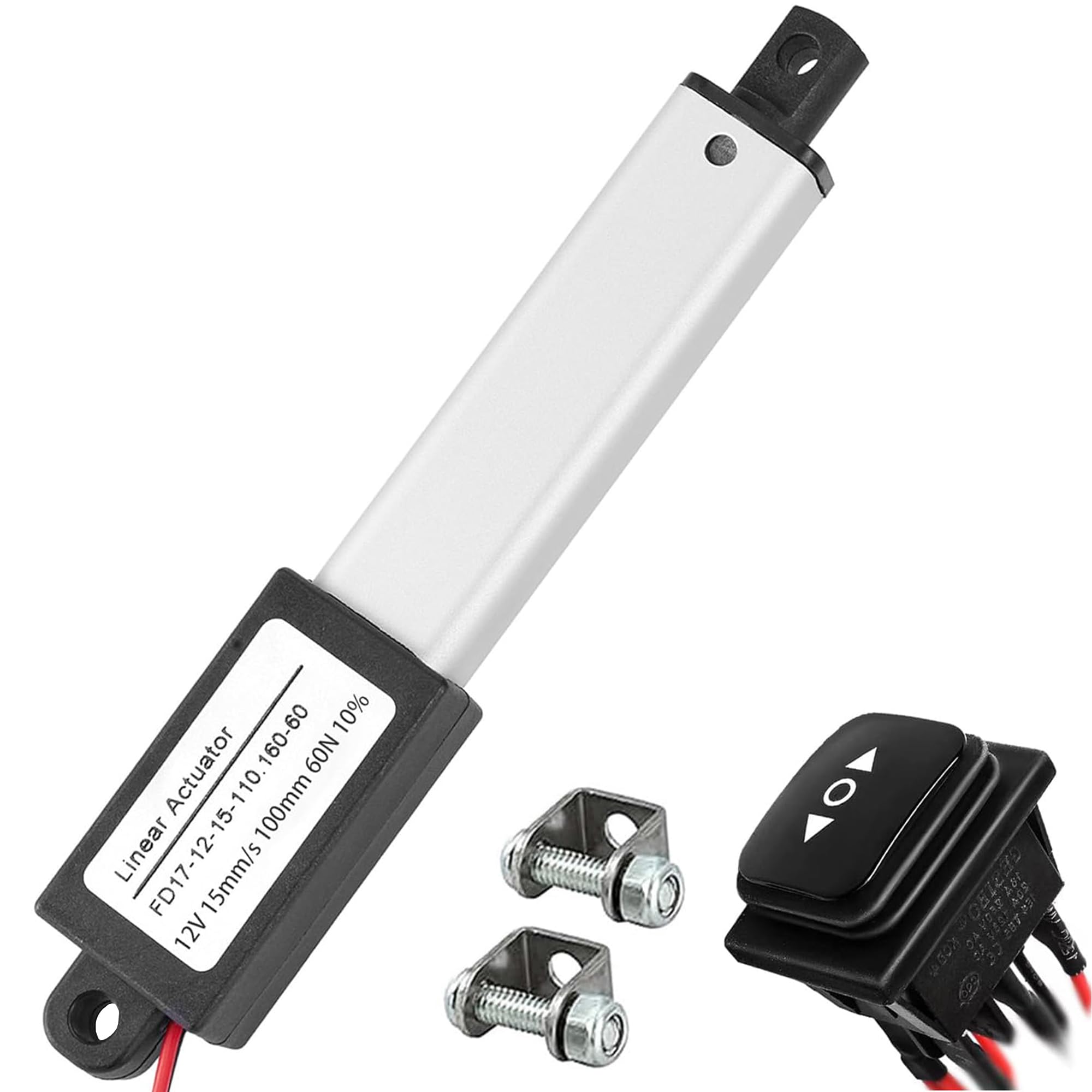 AWINLI Mini Linear Actuator 12V 4 Inch Stroke,60N/13.4Lbs,Speed 15mm/s Mini Waterproof Sports Actuator Small 12V with Mounting Bracket for Cabinets,