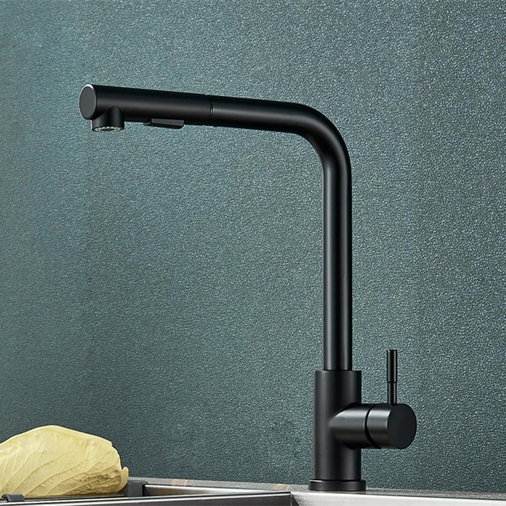 Robinet d'évier extractible noir mat idéal pour simplifier la cuisine en famille