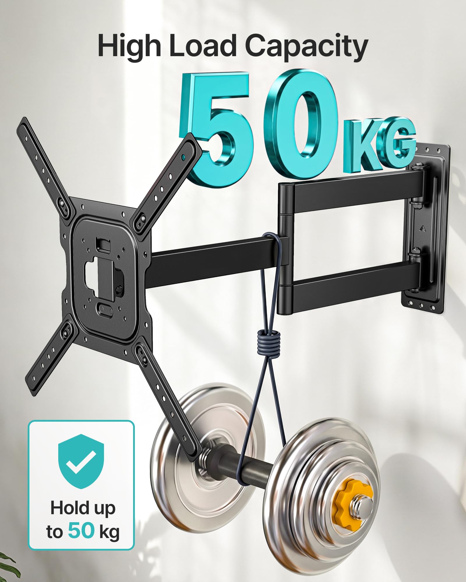 PEGZONE Supporto da parete per TV a maniche lunghe, 63-792 mm, per TV da 23-75", fino a 50 kg, max. VESA 400 x 400 mm, orientabile