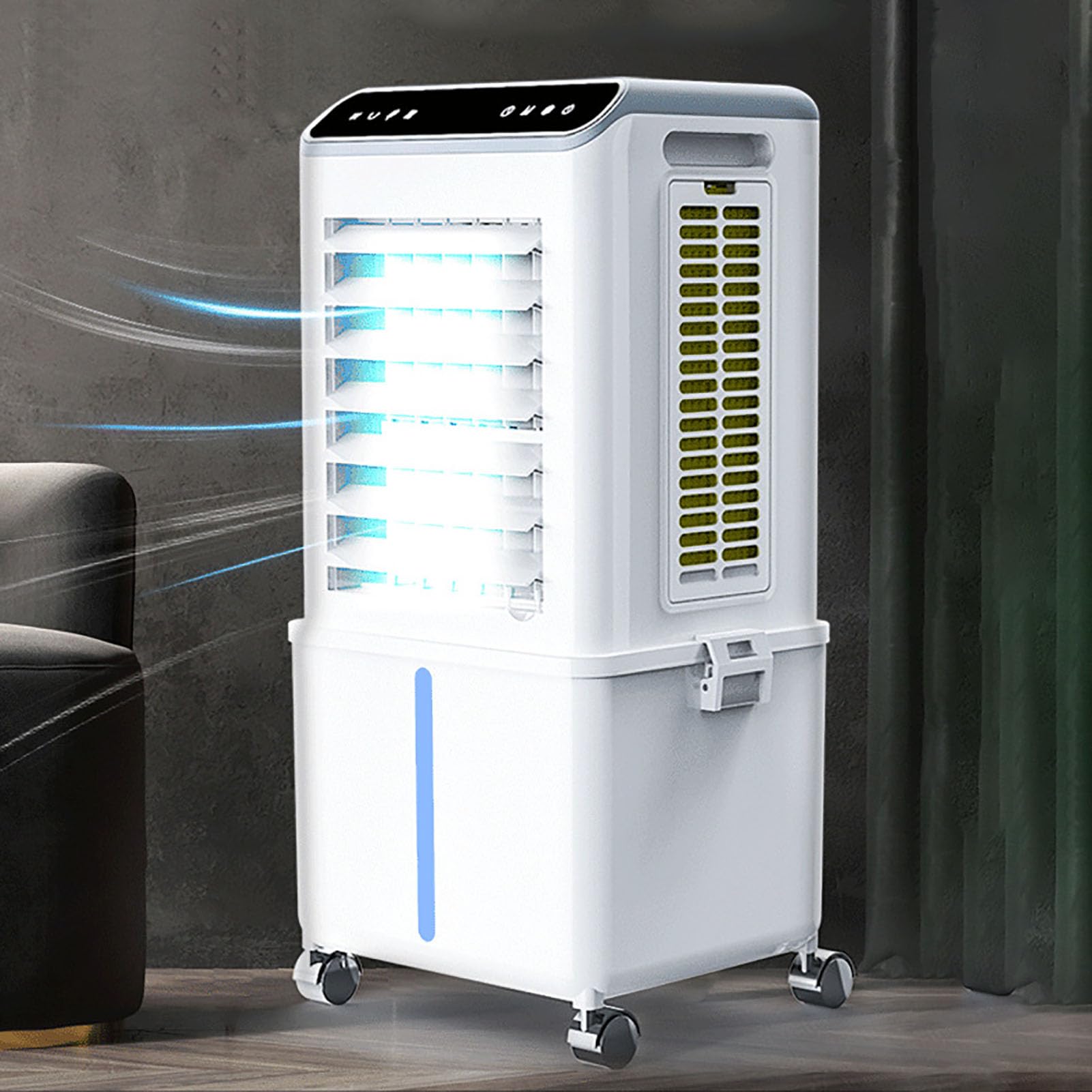 Mobilny klimatyzator z funkcją 2 w 1, wentylator chłodzący, przenośny klimatyzator oscylacyjny 120°, zdejmowany zbiornik na wodę 10 l, 3-biegowy chłodnica powietrza