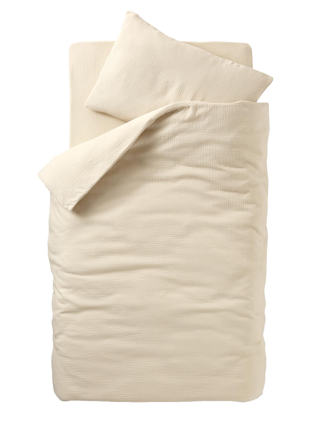 Parure housse de couette bébé de qualité supérieure en gaze de coton bio couleur vanille