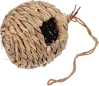 Mipcase Ninho De Pássaro De Palha Gaiola De Pássaro Grande Gaiola De Pássaro Tecida Abrigo De Pássaros Decoração De Mão Casa De Pássaro Tecida Casa De Pássaro De Palha Pendurada Gaiolas