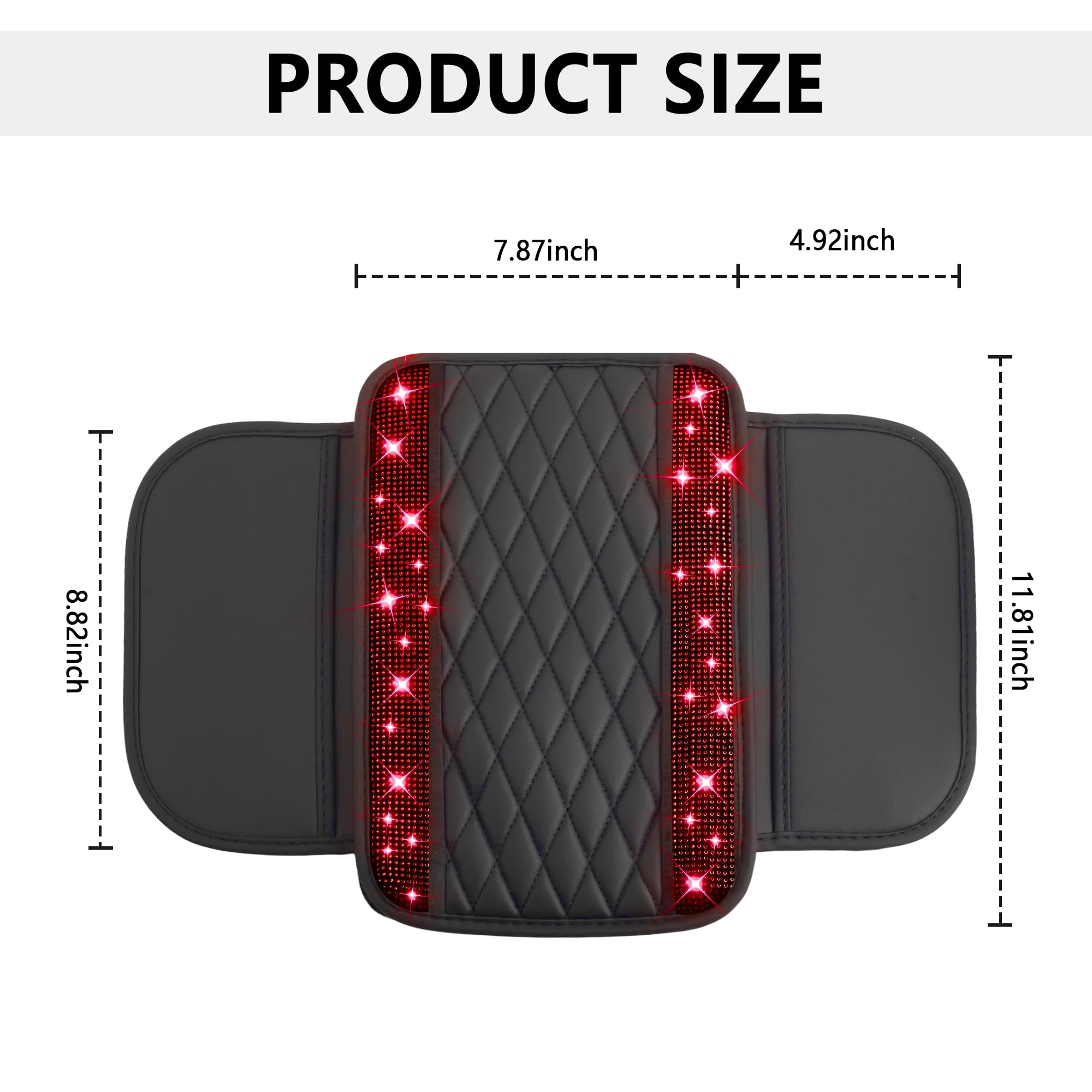 Stacool Upgraded Car Center Console Cover with Rhinestones,Microfiber Leather Car Armrest Cover Cushion with 2 Storage Bags,Universal Cars Armrest Storage Box as Cars Interior Accessories view 2