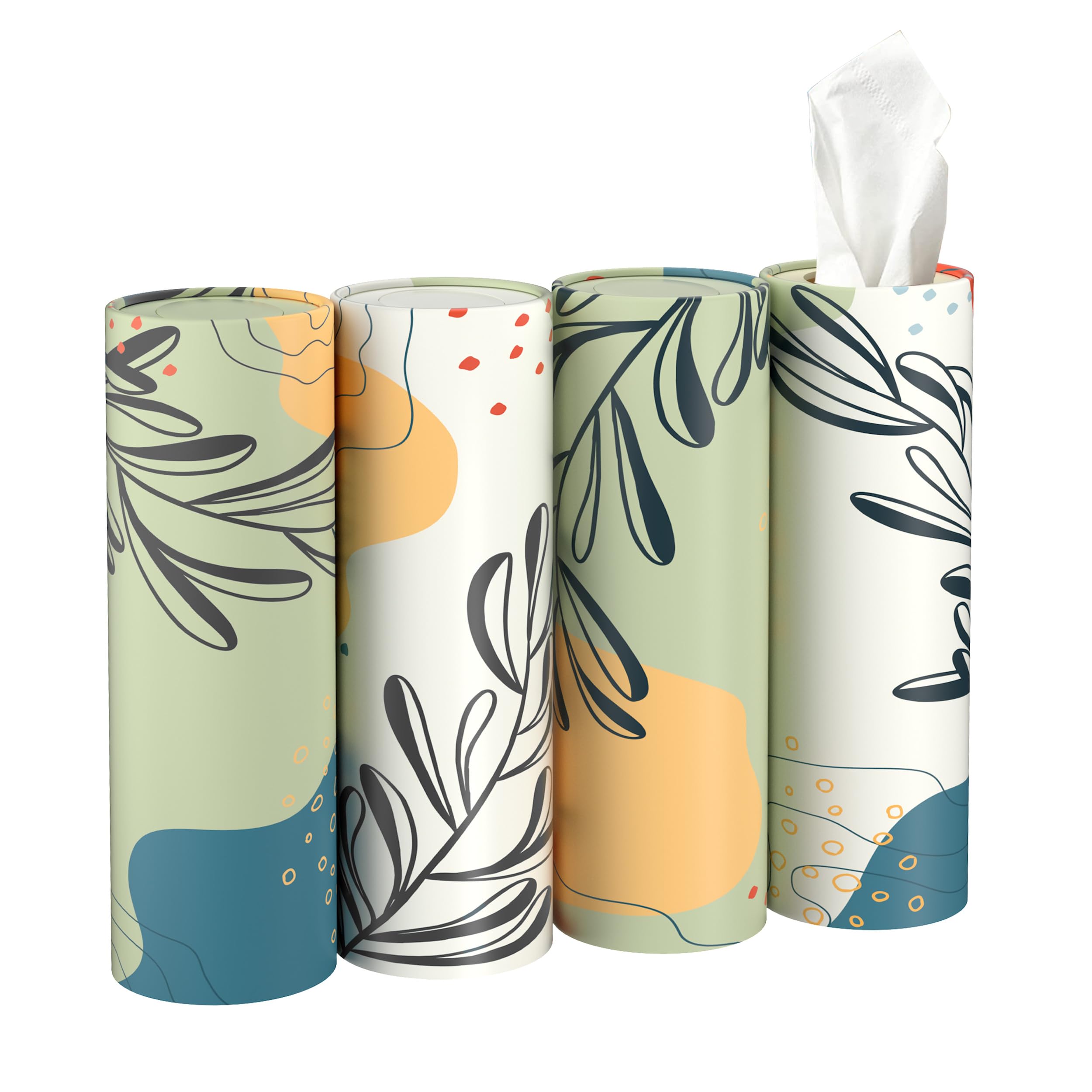 Car Tissue Holder with 3-ply Facial Tissues Bulk Round Tissue Boxes for Home Office Bathroom Boho Pattern