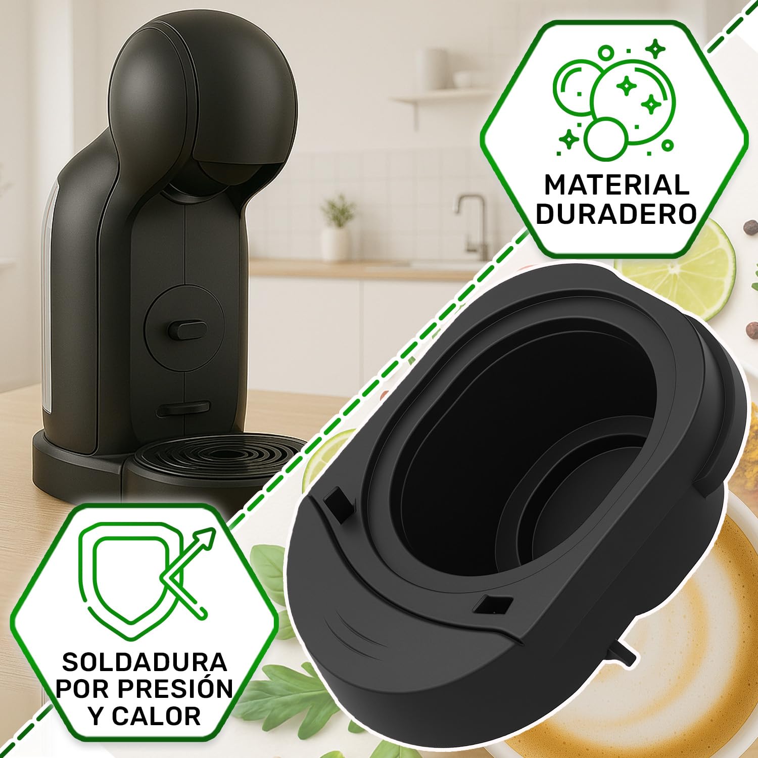 Porta Capsulas para Cafetera Capsulas 80x64x35 mm Ø45 mm con Código Original MS-624826 para Nescafe para Krups para Dolce Gusto para Piccolo XS - Garantía de 5 Años - ONIX TECH