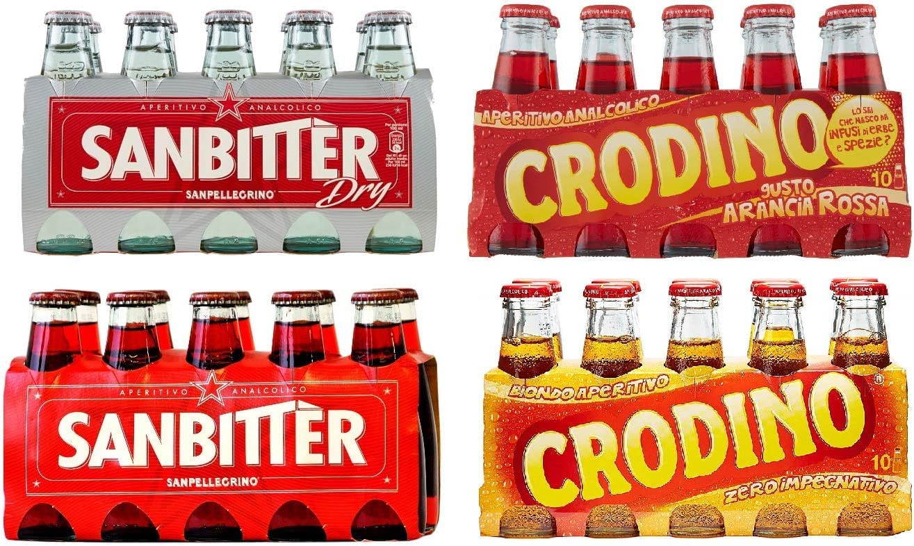 Sanbitter Aperitif Italia 10 x 100 ml + San amargo seco blanco aperitivo Italia 10 x 100 ml + Crodino Bitter Aperitif Italia 10 x 100 ml + San pellegrino Crodino arancia rossa rojo naranja 10 x 100 ml
