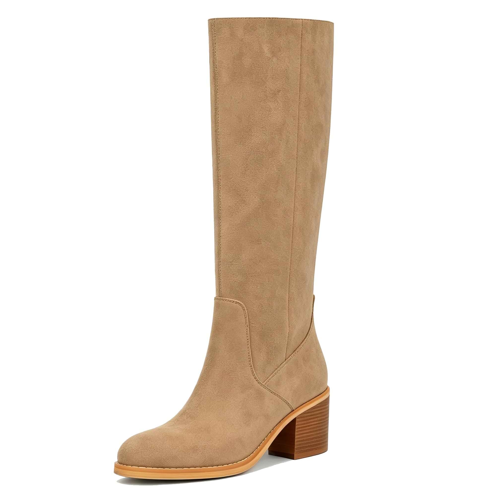 QIY Women's Knee High Boots Chunky Heel Tall Fall Boots Classic Riding Style, Roomy Round Toe, Zipper For Easy On & Off, Fits All Occasions, Great For Fall & Winter