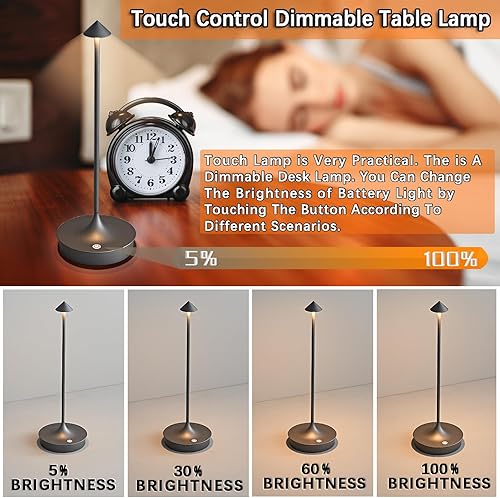 Vista 47 de Cordless Table Lamp Rechargeable LED Table Lamps Battery Operated 4000mAh Touch Dimmable Wireless Lamp Waterproof Portable Outdoor Table Light for