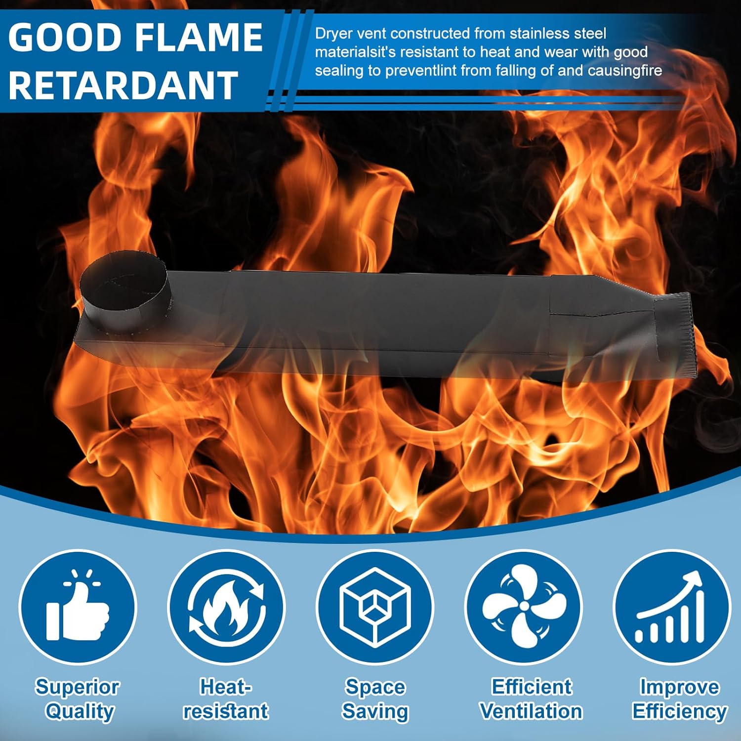 UD48S 4" Stainless Steel Telescoping Dryer Vent Kit - Flat Periscope for Whirlpool & All 4" Dryers, 90° to Straight Adjustable Dryer Duct (26-43in), Space Saving Vent Connector (Black)