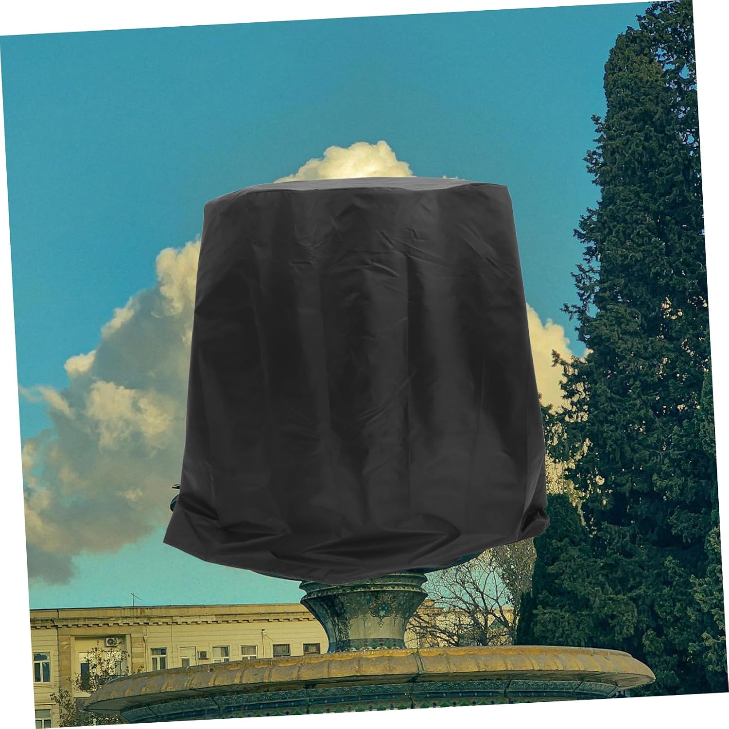 Outdoor Fountain Cover for Rain and Protection Heavy-Duty Oxford Fabric Bird Bath Protector with Drawstring for Garden Statues and Decor