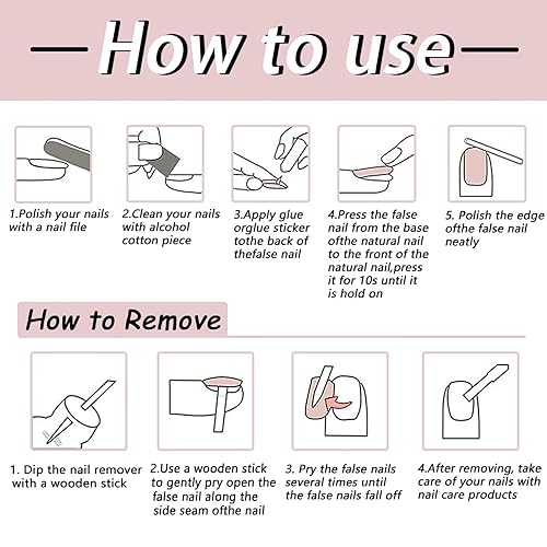 Miniatura 6 de Uñas postizas para el día de San Valentín, uñas postizas de color rosa, uñas postizas cortas cuadradas con ataúd, uñas postizas de cobertura