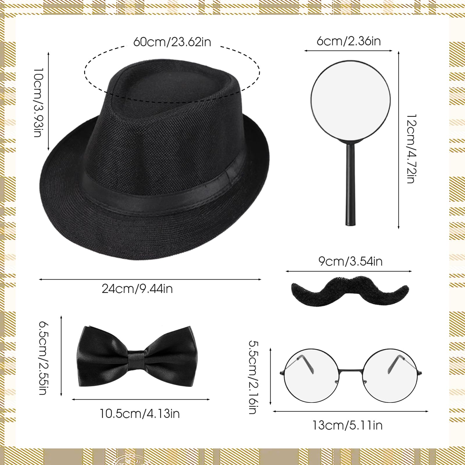 GYIOFAI 5 Pcs Adults Detective Costume Accessories Set - Image 2