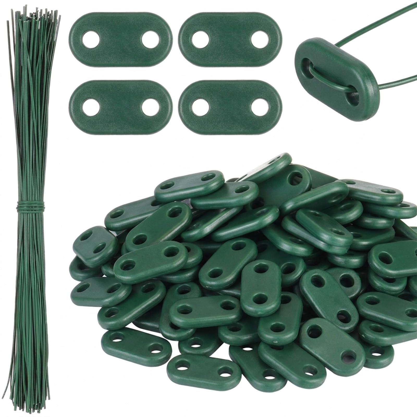 Photect 200 Kits de Accesorios para Pantalla Privacidad Clip de Montaje de Cerca Kit de Fijación Impermeable 200 Clips de Montaje 200 Bridas de Cables de Alambre de Placa de Montaje(Verde)