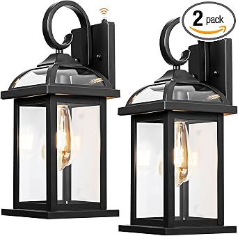 2-Pack Outdoor Dusk to Dawn Light Fixtures Aluminum Anti-Rust