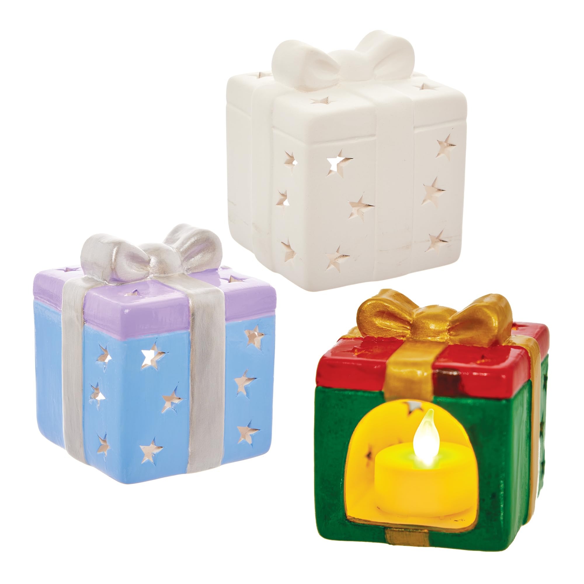 Baker Ross Ceramic Tealight Holder - Pack of 2, Christmas Crafts for Kids, Teal