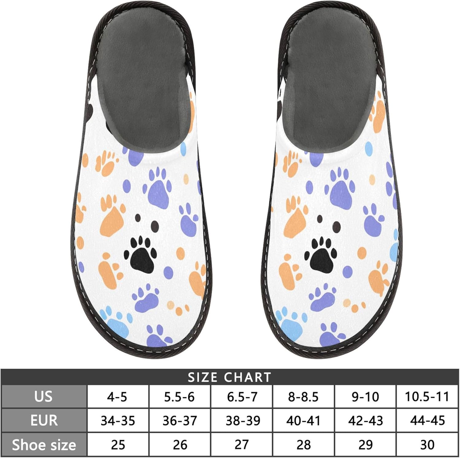 Dog Paw Print House Slippers – Cozy Fuzzy Slippers for Guests, Washable & Disposable, Perfect for Shoeless Home, Spa & Hotel Use A110791