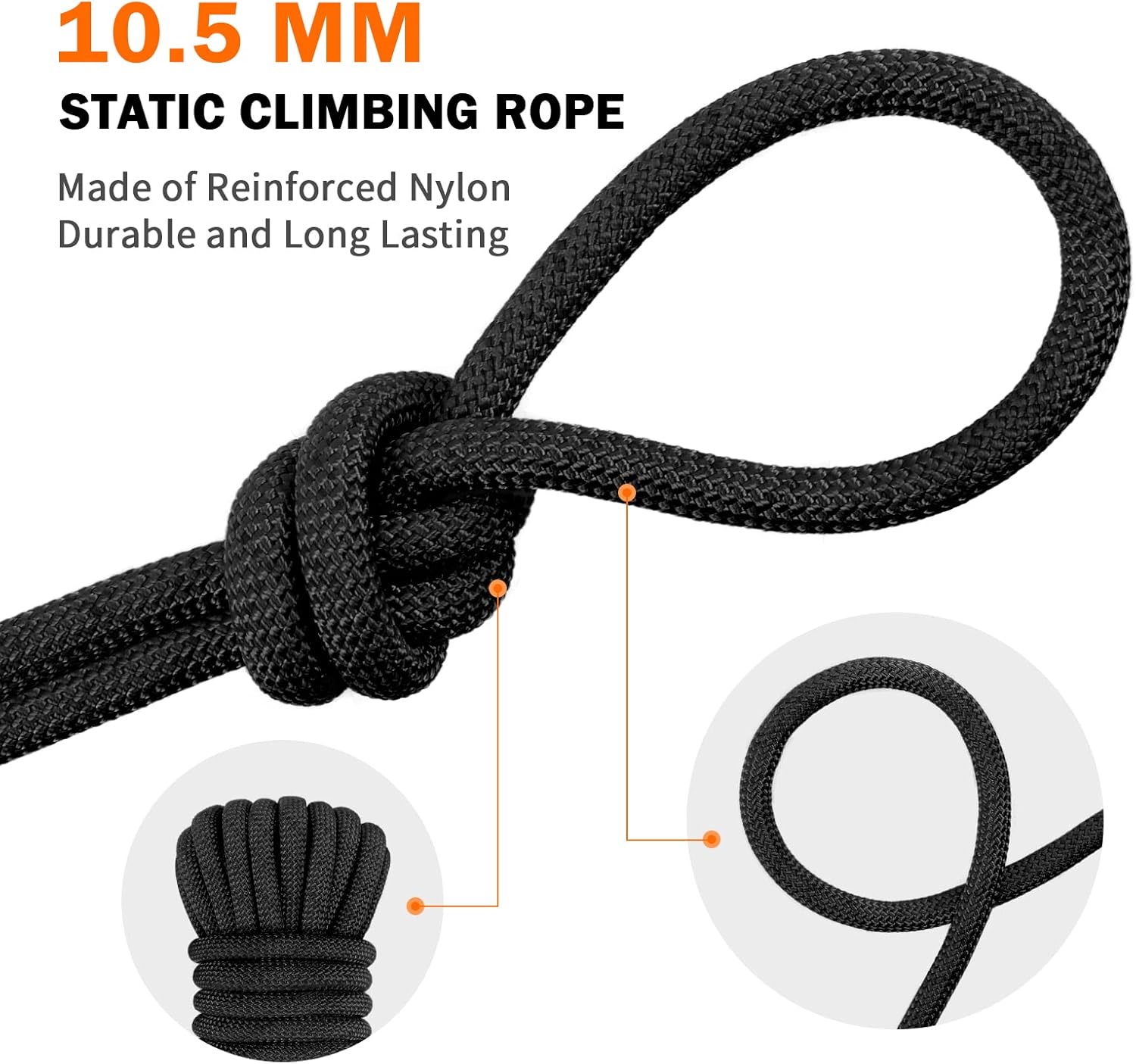 AOLEBA 10.5 mm Static Climbing Rope 10M(32ft) 20M(64ft) 30M(96ft) 50M(160ft) 70M(230ft) Outdoor Rock Climbing Rope, Escape Rope Ice Climbing Equipment Fire Rescue Parachute Rope : Sports & Outdoors
