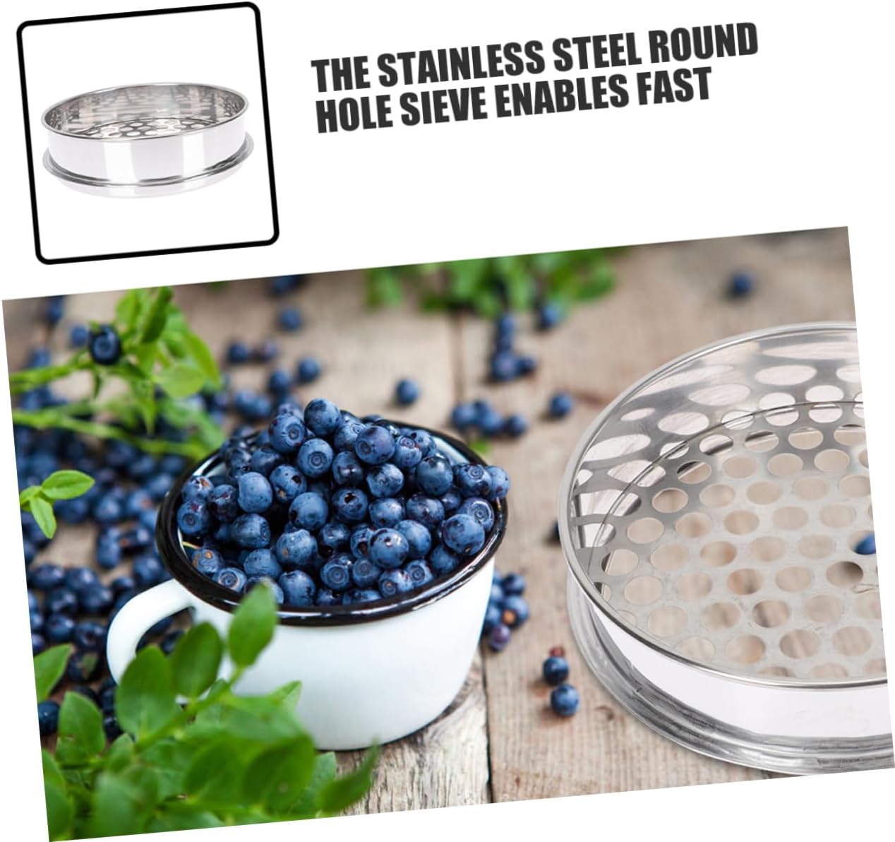 STOBAZA 2pcs Stainless Steel Round Hole Sifter for Straining Herbs Mushrooms and Berries Tool for Home Gardening and Cooking Easy to