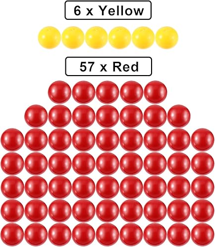 Miniatura 4 de Gejoy Juego de 63 canicas de repuesto para juegos, juego de 3 bolas de repuesto compatibles con hipopótamos hambrientos, 57 bolas rojas y 6 amarillas