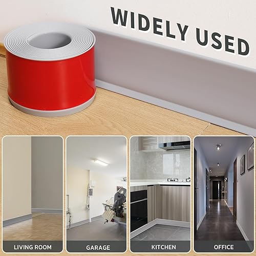 Miniatura 5 de NuFlySic Base flexible de pared para zócalo, base de goma para despegar y pegar, 4 pulgadas de ancho x 20 pies de largo, base de pared de vinilo