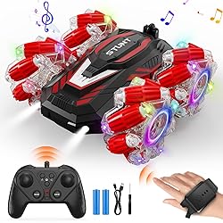 ZSYMIMRC Gesture Sensing RC Stunt Car, Light and Music Remote Control Car, Double-Sided 360-degree Rotation Stunt Off-Road Vehicle, Birthday Gift for Boys and Girls Aged 3-16., Red, 8867E