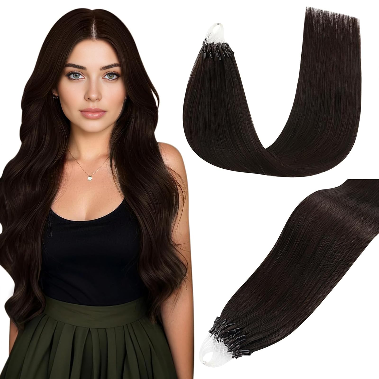 Easyouth Nano Hair Extensions Real Human Hair Blonde Nano Beads Hair Extension Human Hair Platinum Blonde Nanos Loop Hair Extensions Pre Bonded for Natural Look 14 Inch 50g 1g/Strand #1000 — view 101